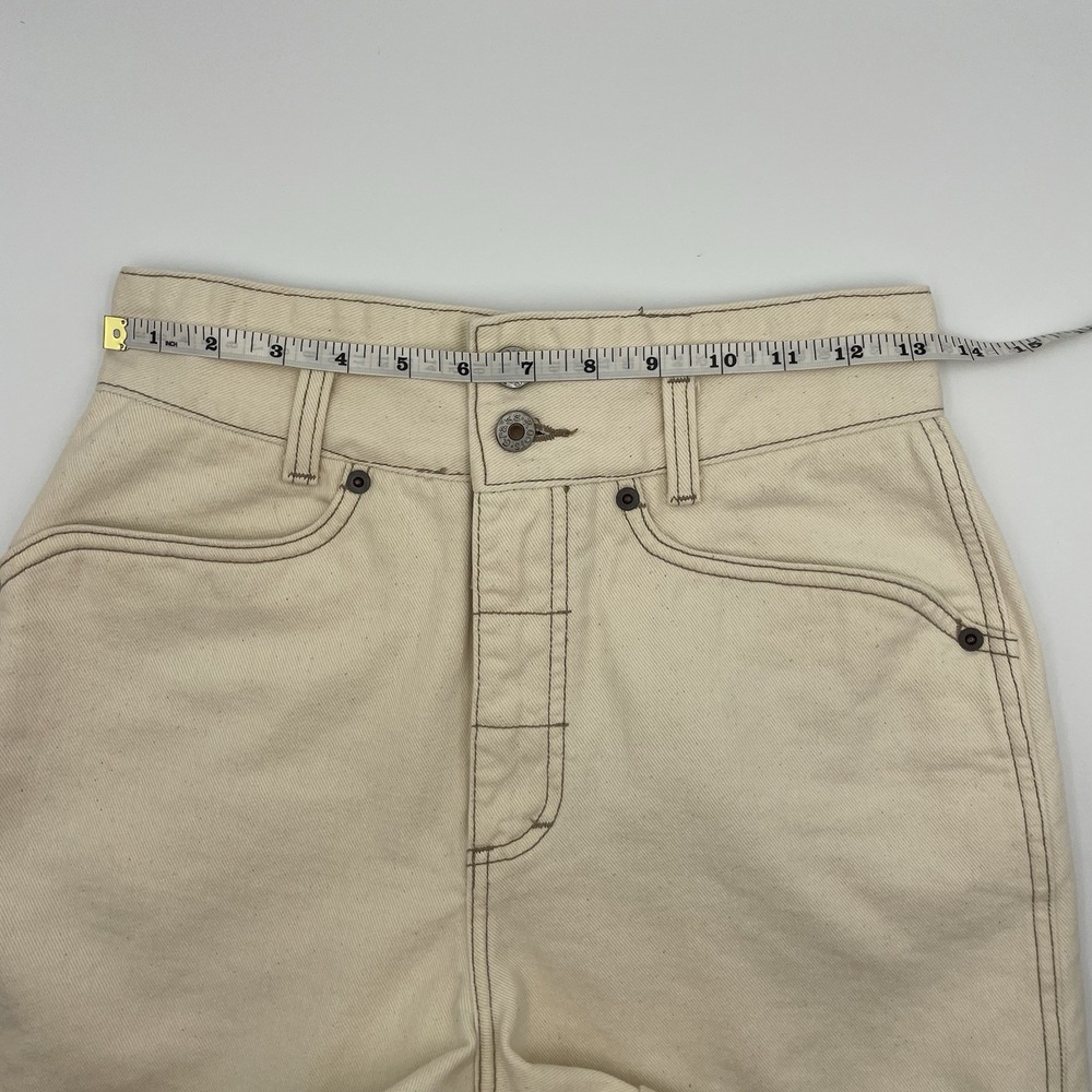 GRASS ROOTS Women Ivory Denim Shorts Sz 5/6 100% Cotton High Rise Roll Hem USA - Picture 5 of 16